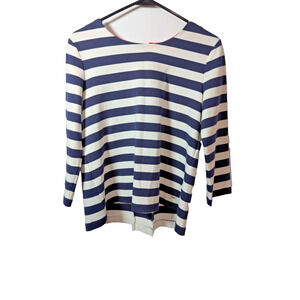Tommy Hilfiger Nautical Breton Striped Women's Size Small Blue White Laced Shirt